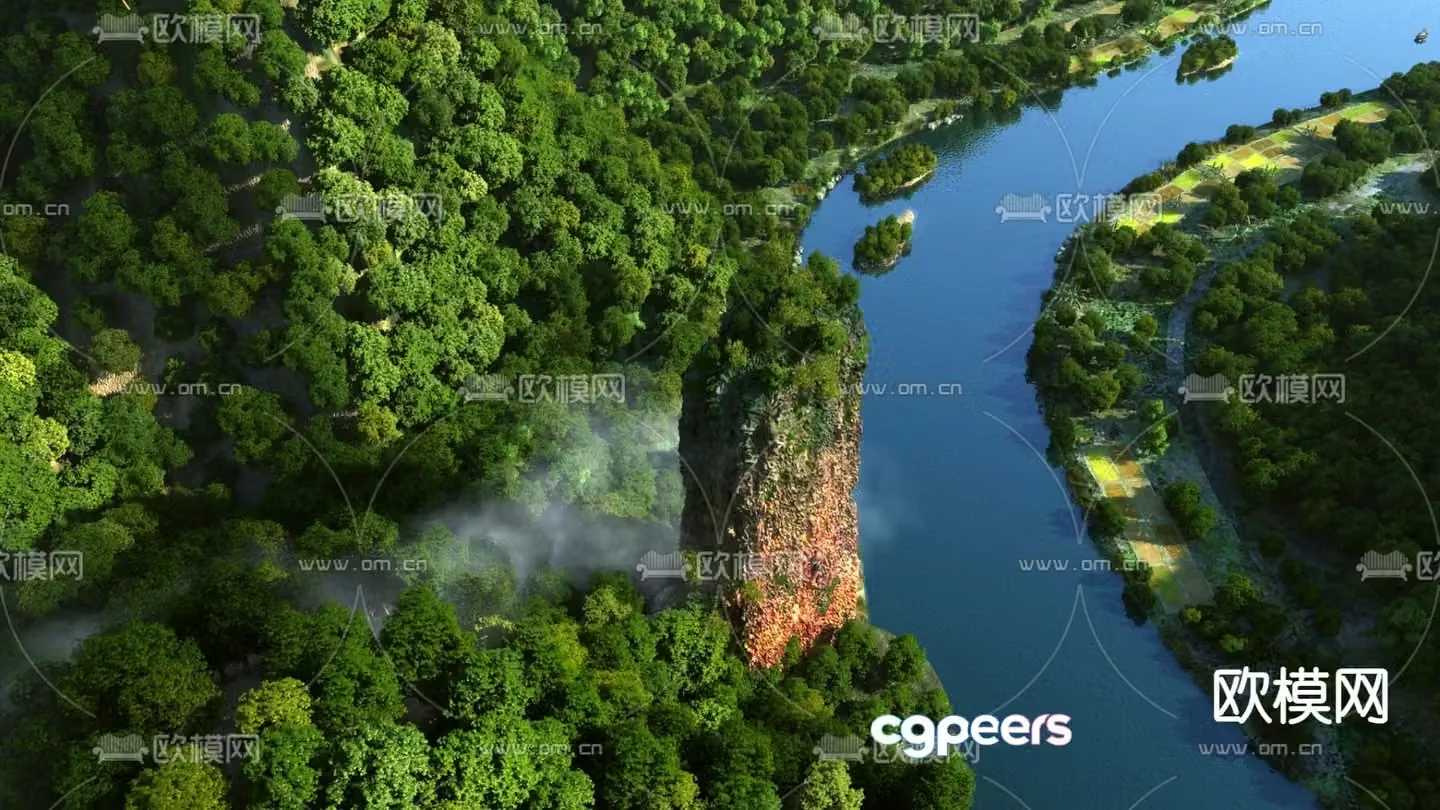 Mountains and landforms forest landscapes streams and rivers 3D model