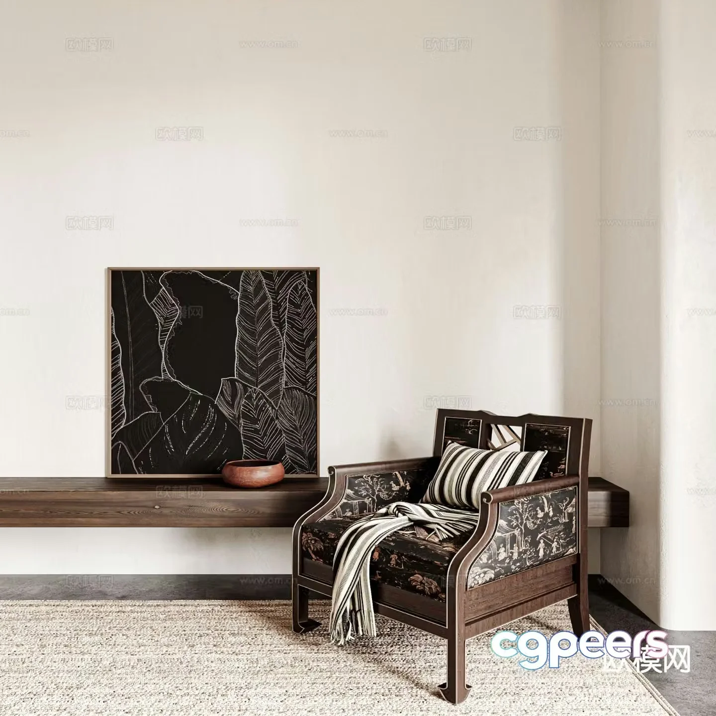 Medieval style single sofa 3d model