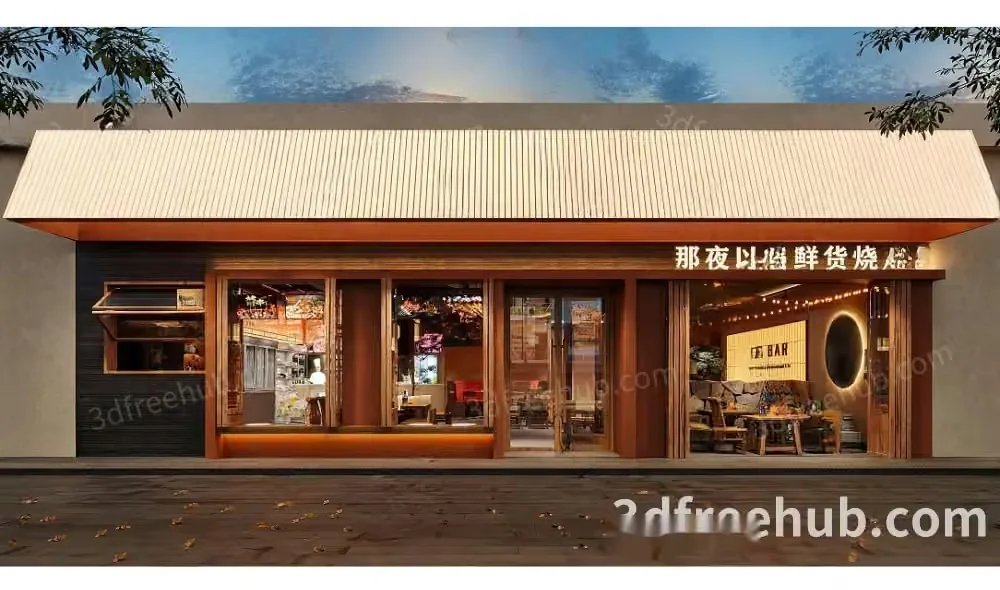 Modern Storefront With Asian Signage 3D Model – 20247 – VRAY Render