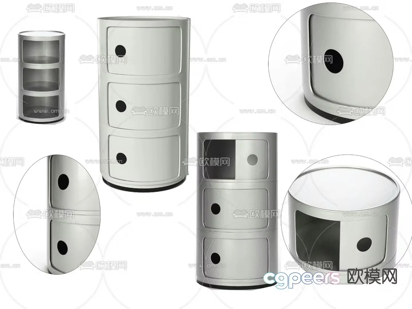 Modern round bedside table 3d model