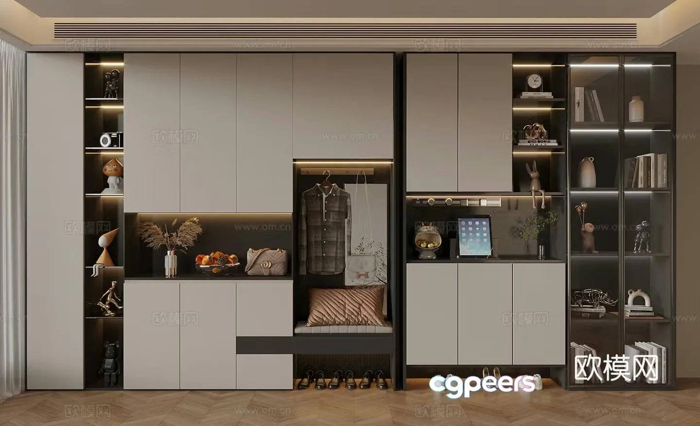 Modern new Chinese style shoe cabinet hanging shoe cabinet porch shoe cabinet partition shoe cabinet entrance shoe cabinet 3D model