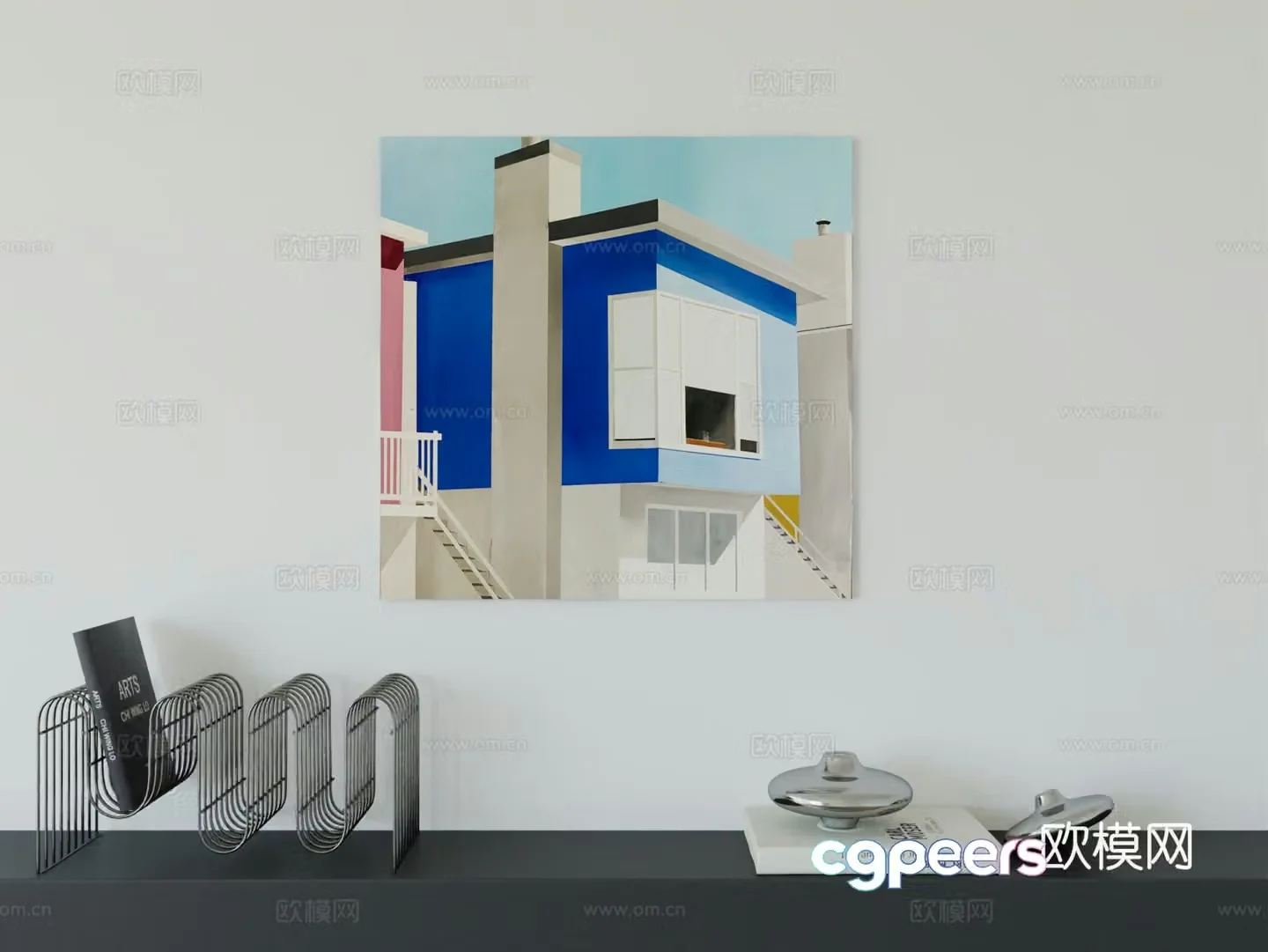 Modern minimalist hanging painting Bauhaus art hanging painting 3d model