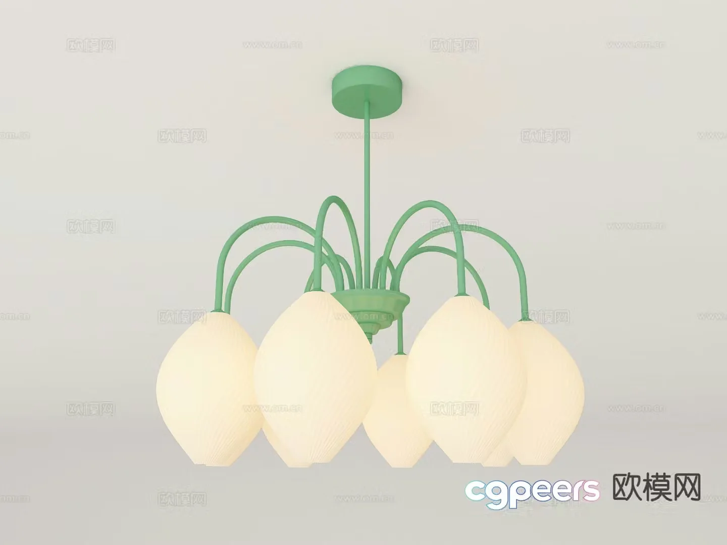 Cream style chandelier multi-head chandelier 3d model