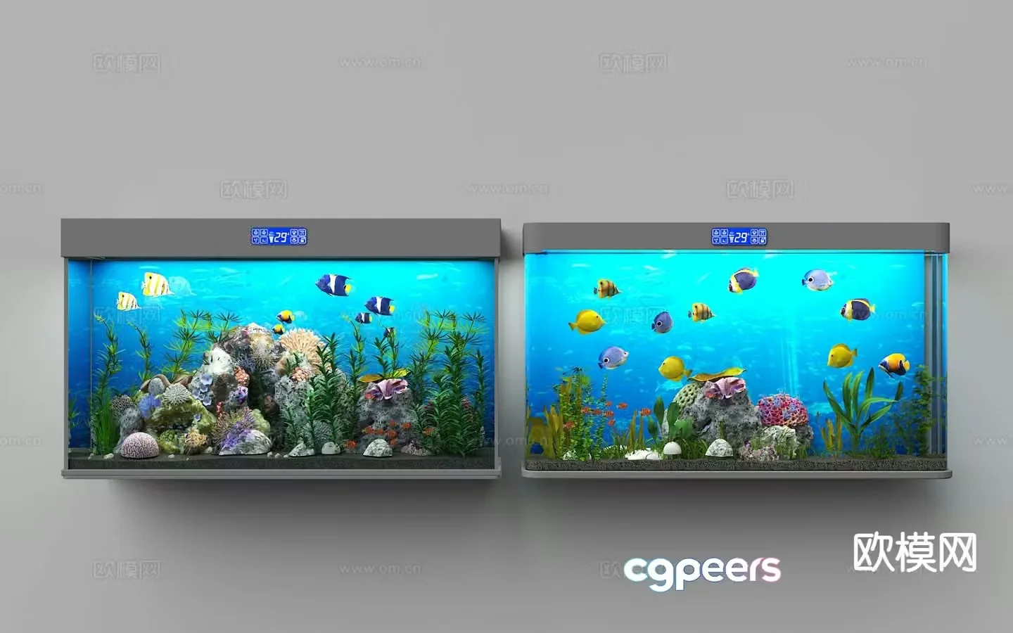 Modern fish tank aquarium 3d model