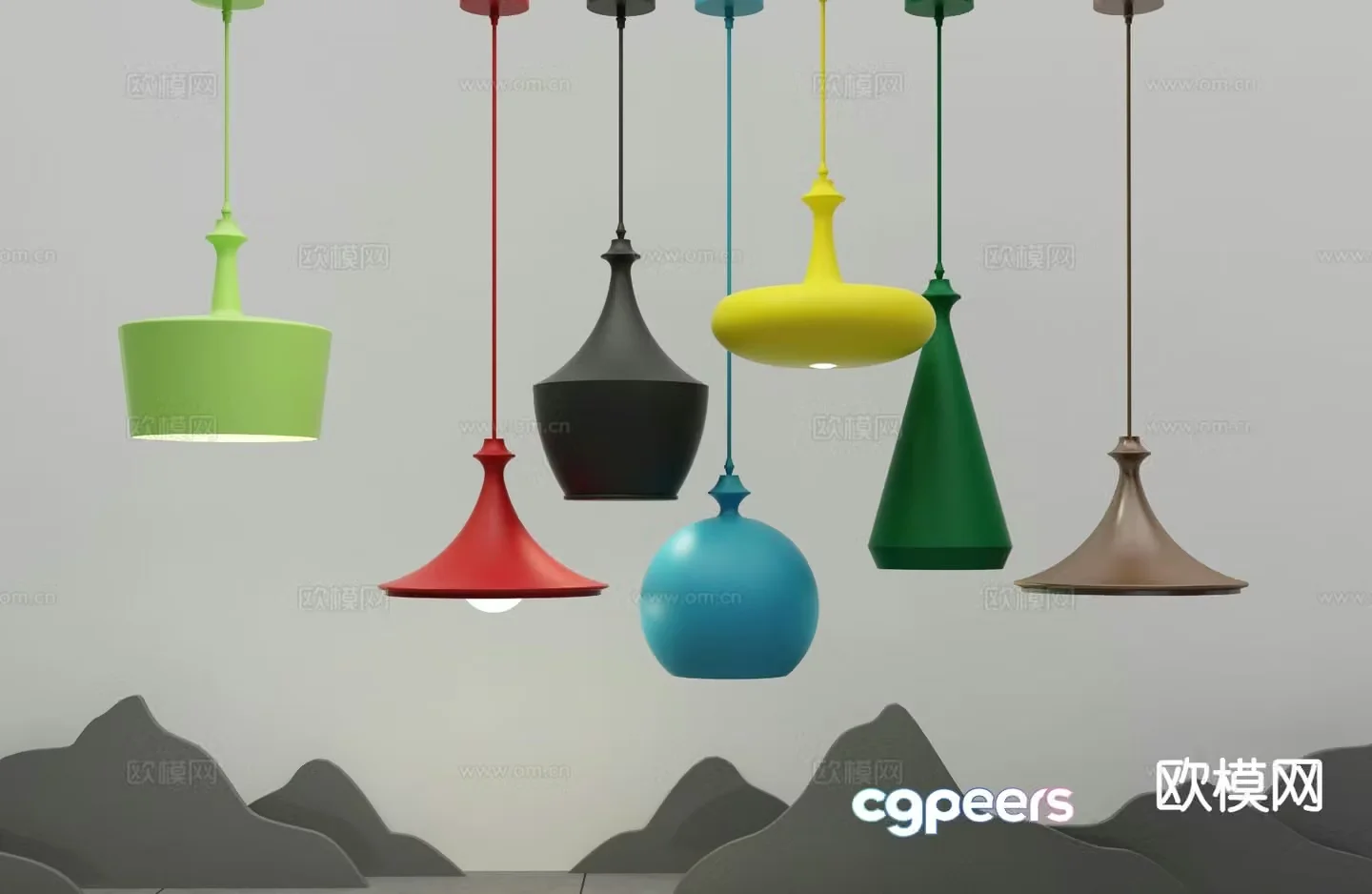 Modern colorful chandelier 3d model