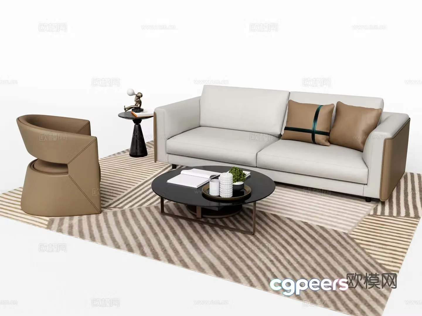 Modern double sofa modular sofa 3d model