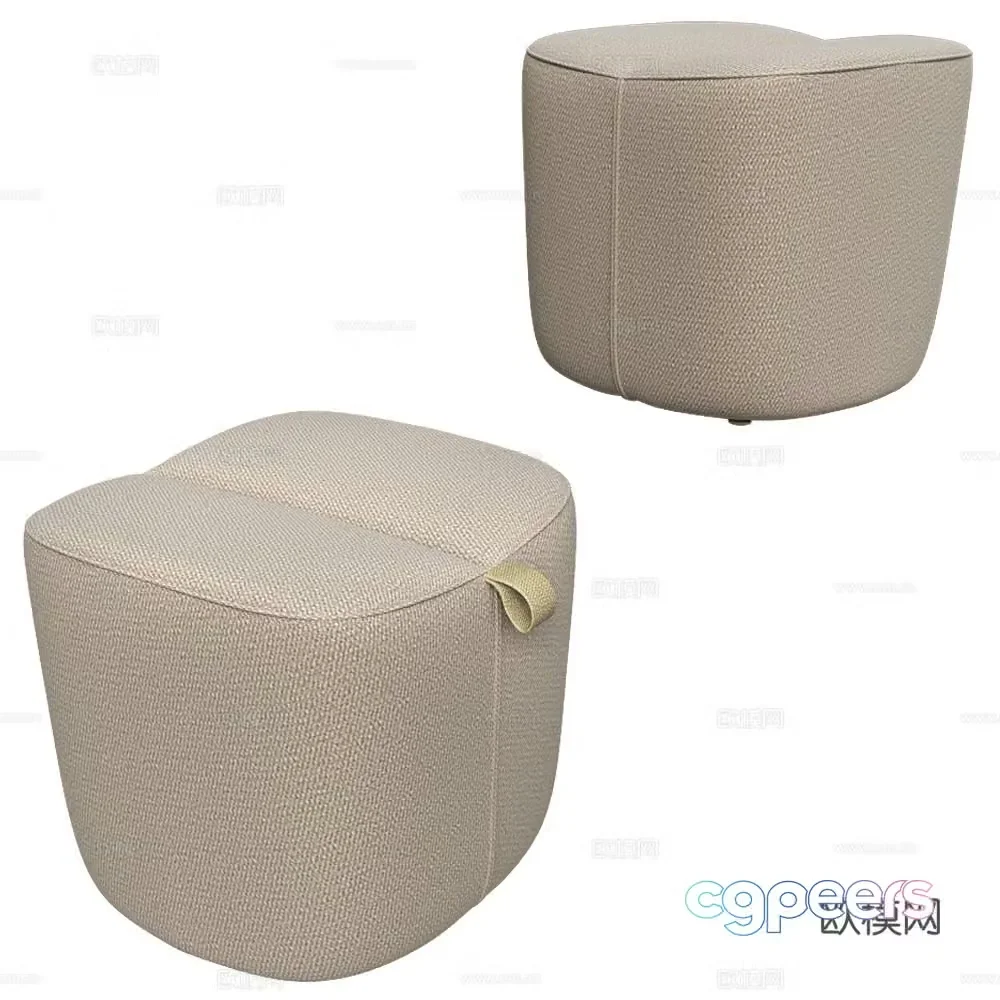 Blasco&Vila Modern Fabric Dunzi Xiaodun Town Sofa Stool Dressing Stool 3D Model