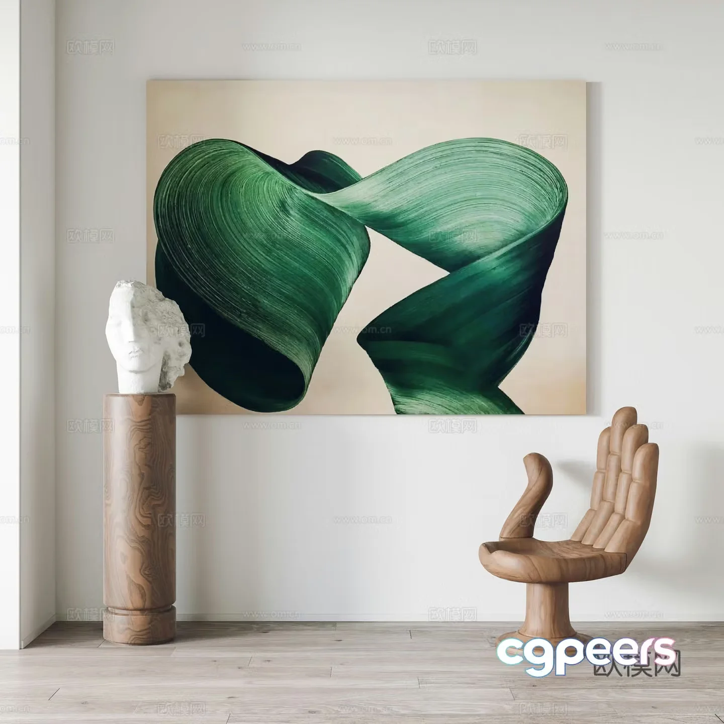 Modern hanging paintings decorative paintings sculptures single chairs 3D model