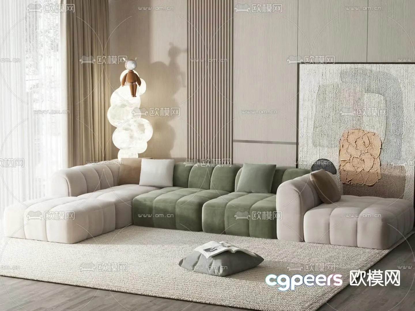 Multi-person sofa soft sofa 3d model