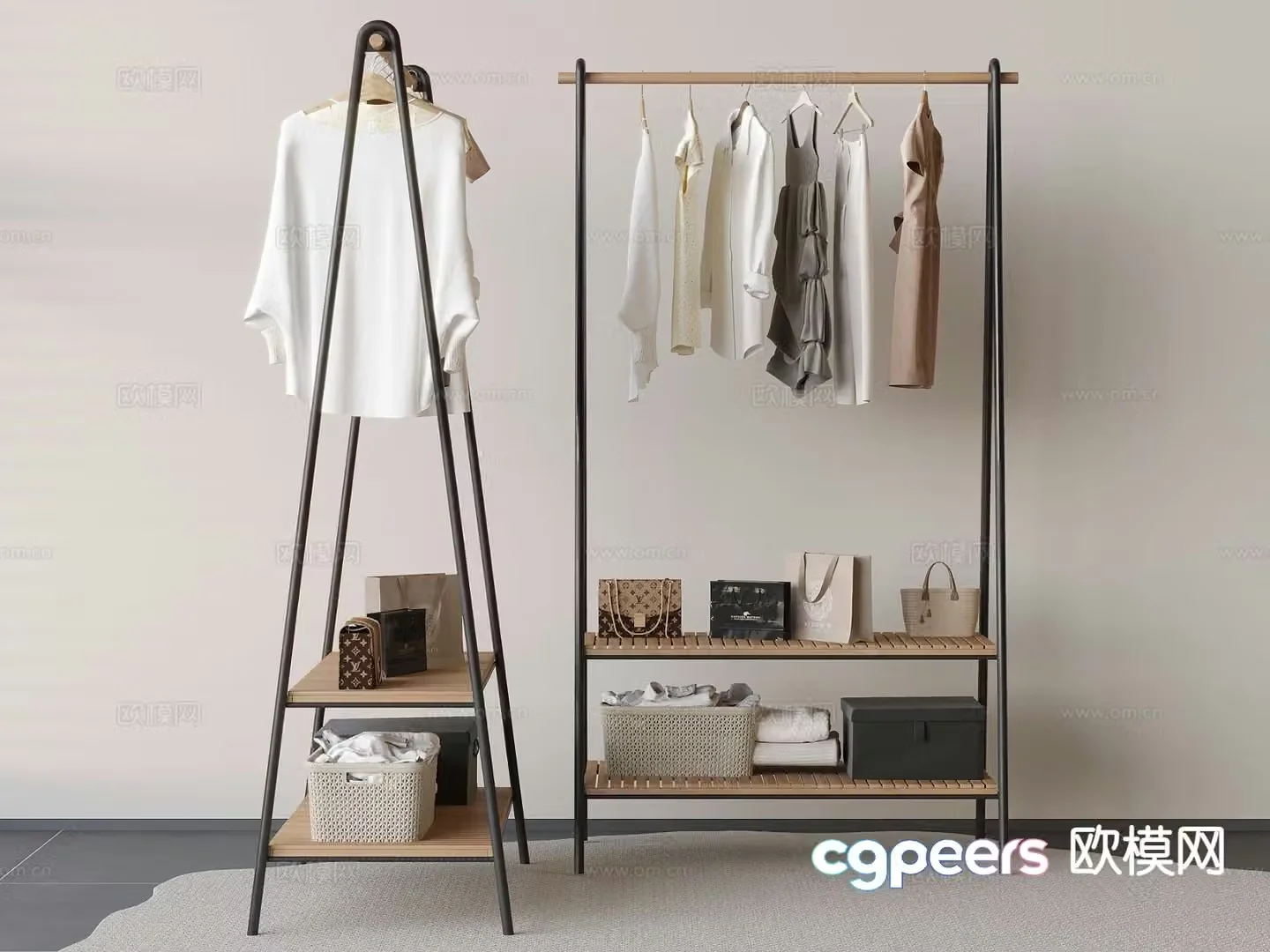 Floor-standing clothes rack coat rack coat rack 3D model