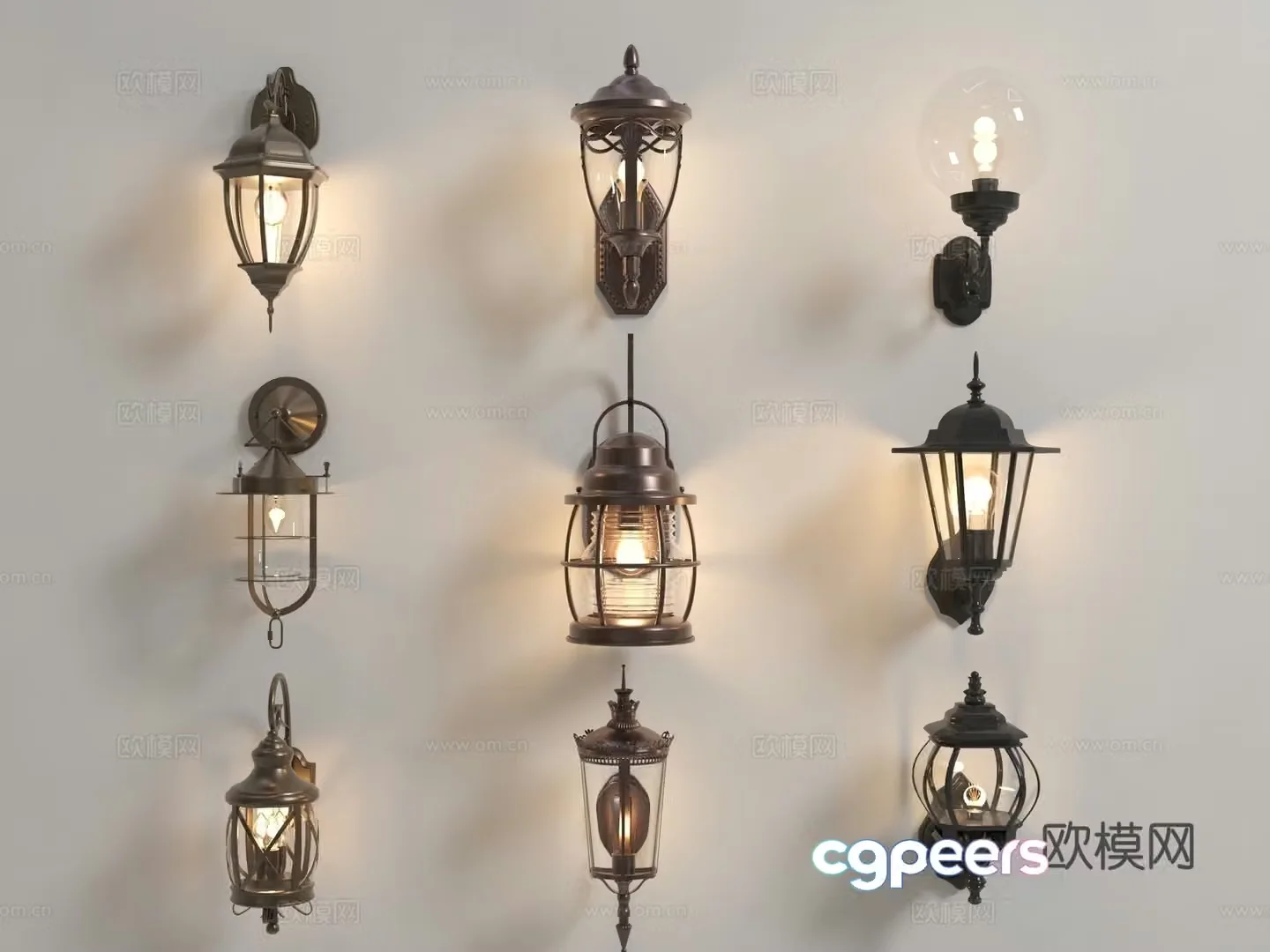 European -style wall lamp Outdoor wall lamp Outdoor wall lamp courtyard wall lamp 3D model