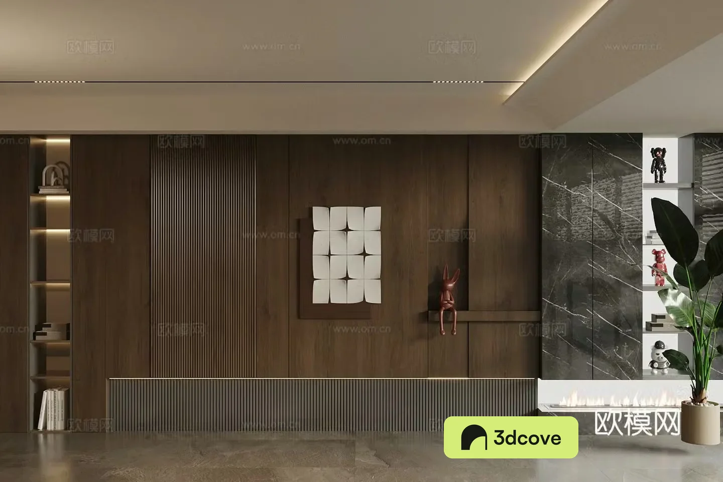 Modern Italian sofa background wall Light luxury Italian background wall Sofa background wall Wooden veneer background wall