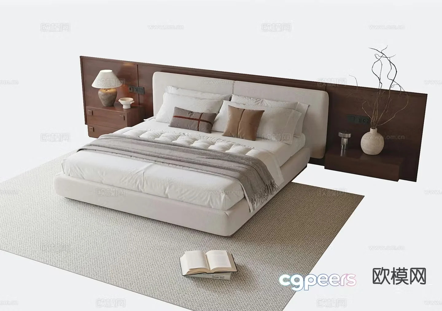Medieval style double bed 3d model