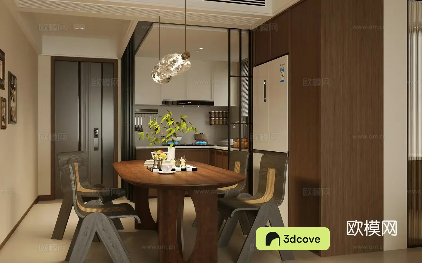 Retro style home restaurant Middle style restaurant Open style restaurant Retro style restaurant Kitchen restaurant 3d model