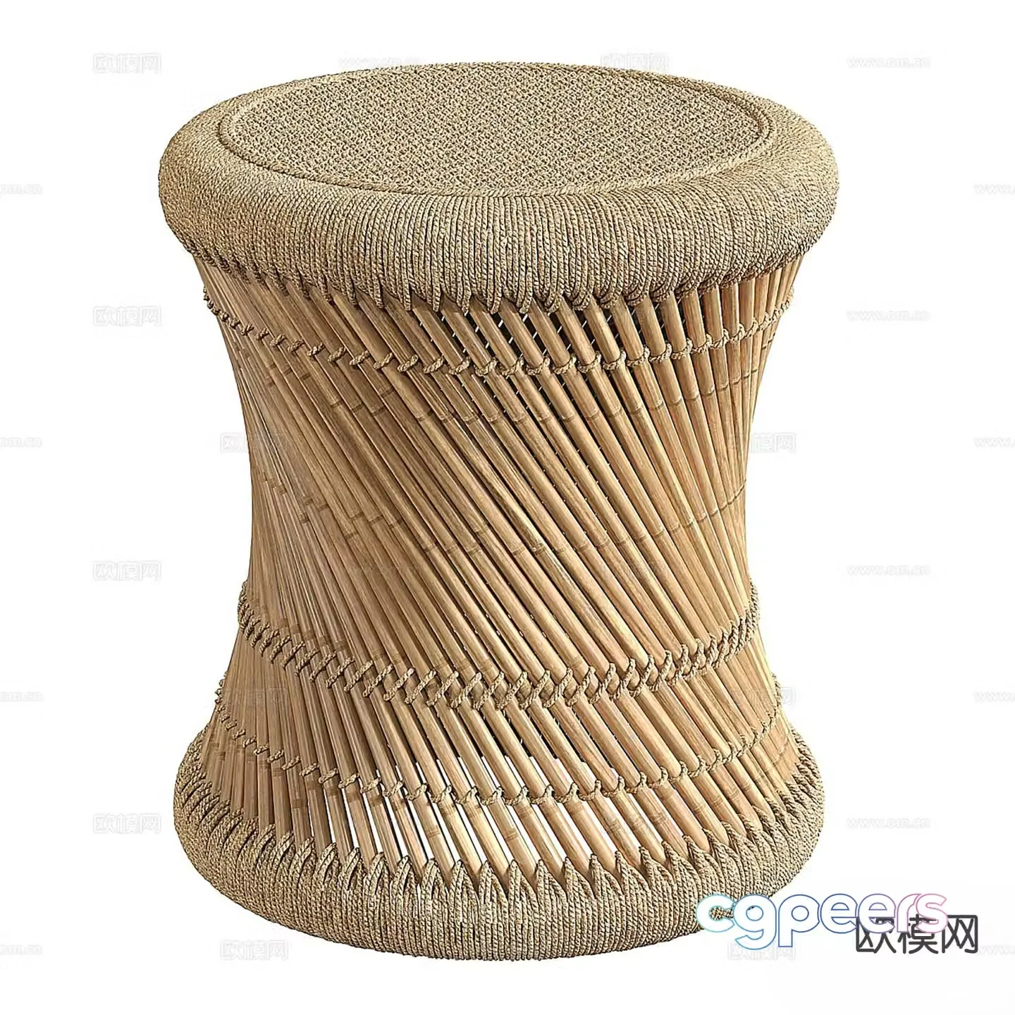 Miriam wabi-sabi style woven stool 3d model