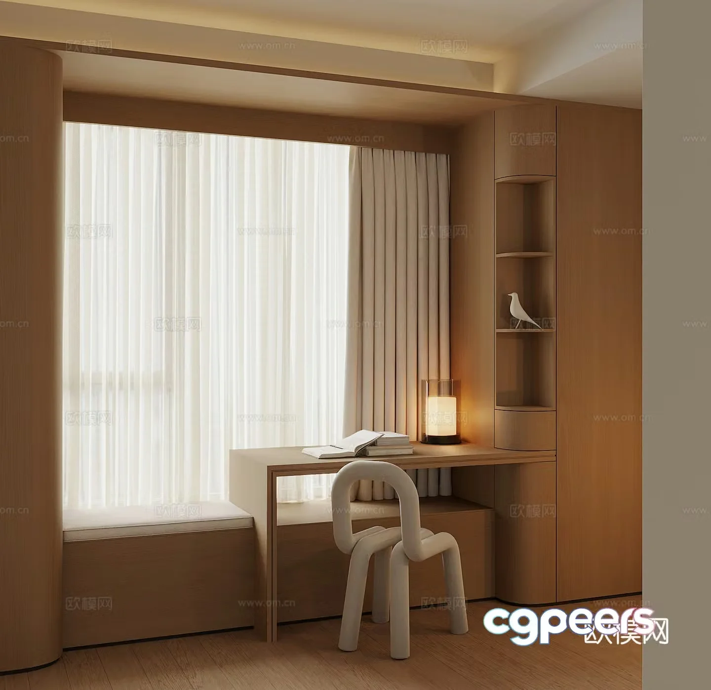 Modern bay window cabinet 3d model
