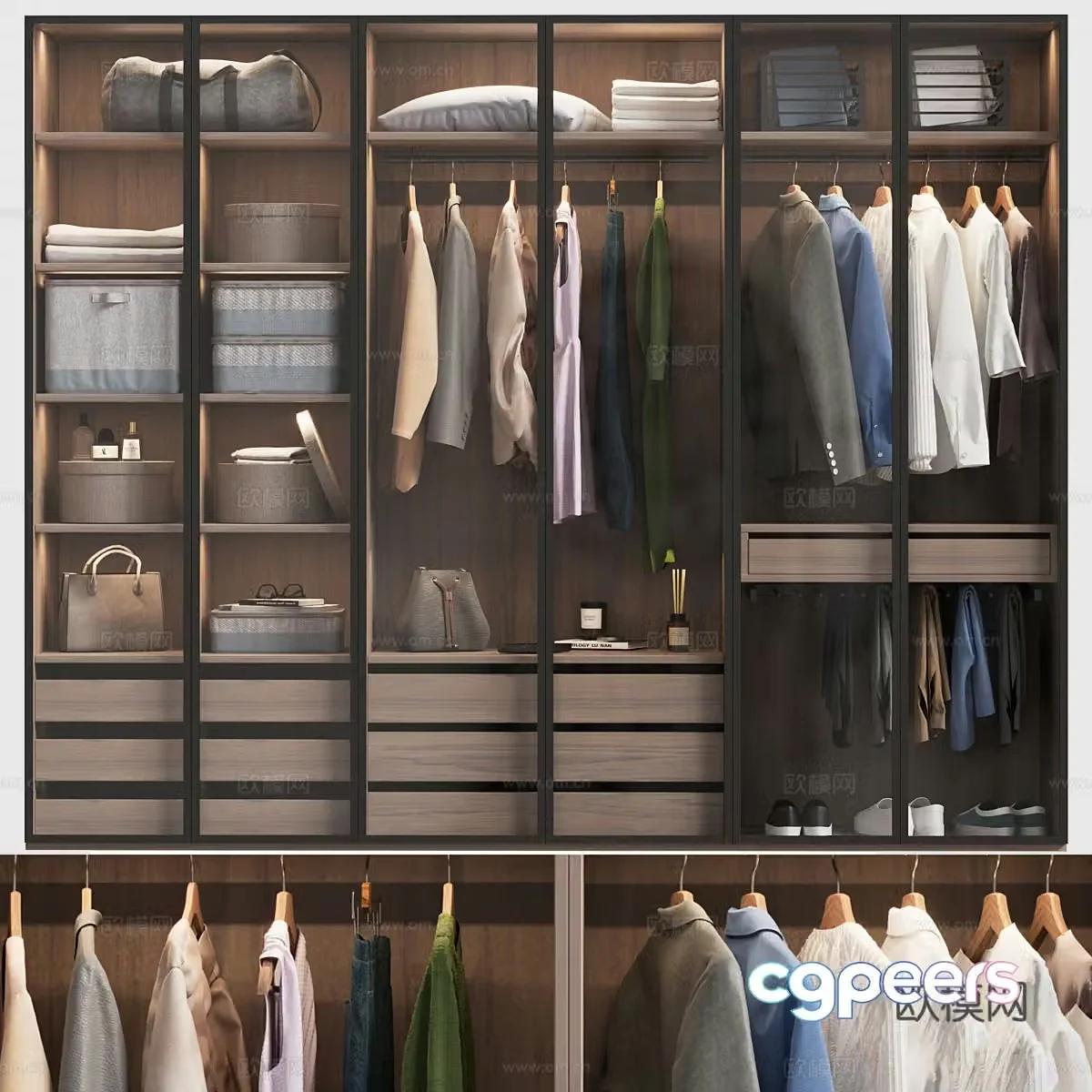 Modern Italian glass wardrobe 3d model