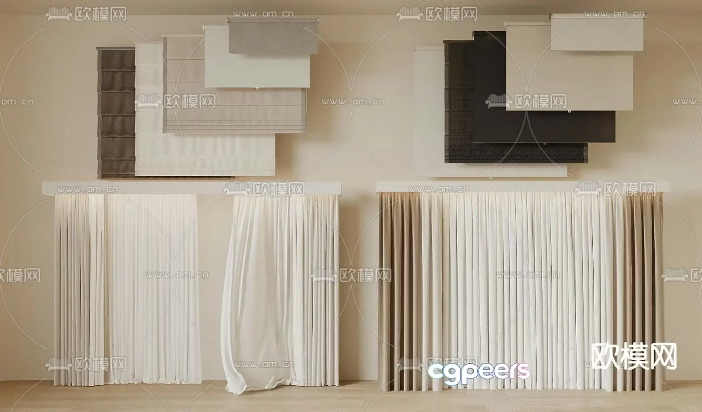 Plain curtains Venetian blinds Dream curtains 3D model