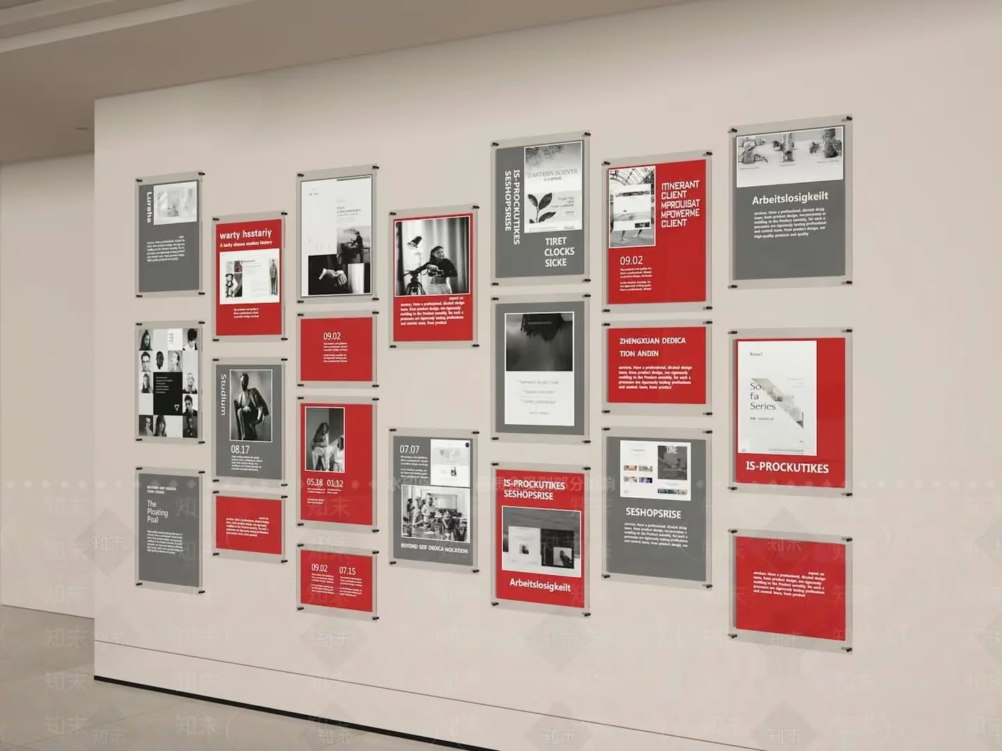 A White Wall With A Collection Of Posters 3D Model – 750 – VRAY Render