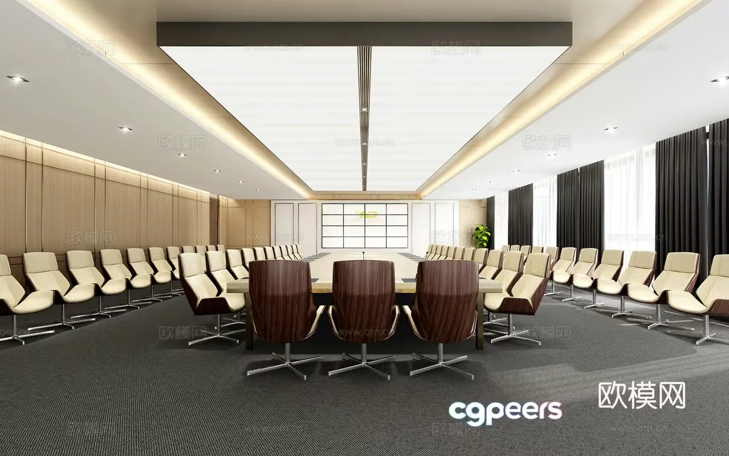 Modern large conference room 3d model