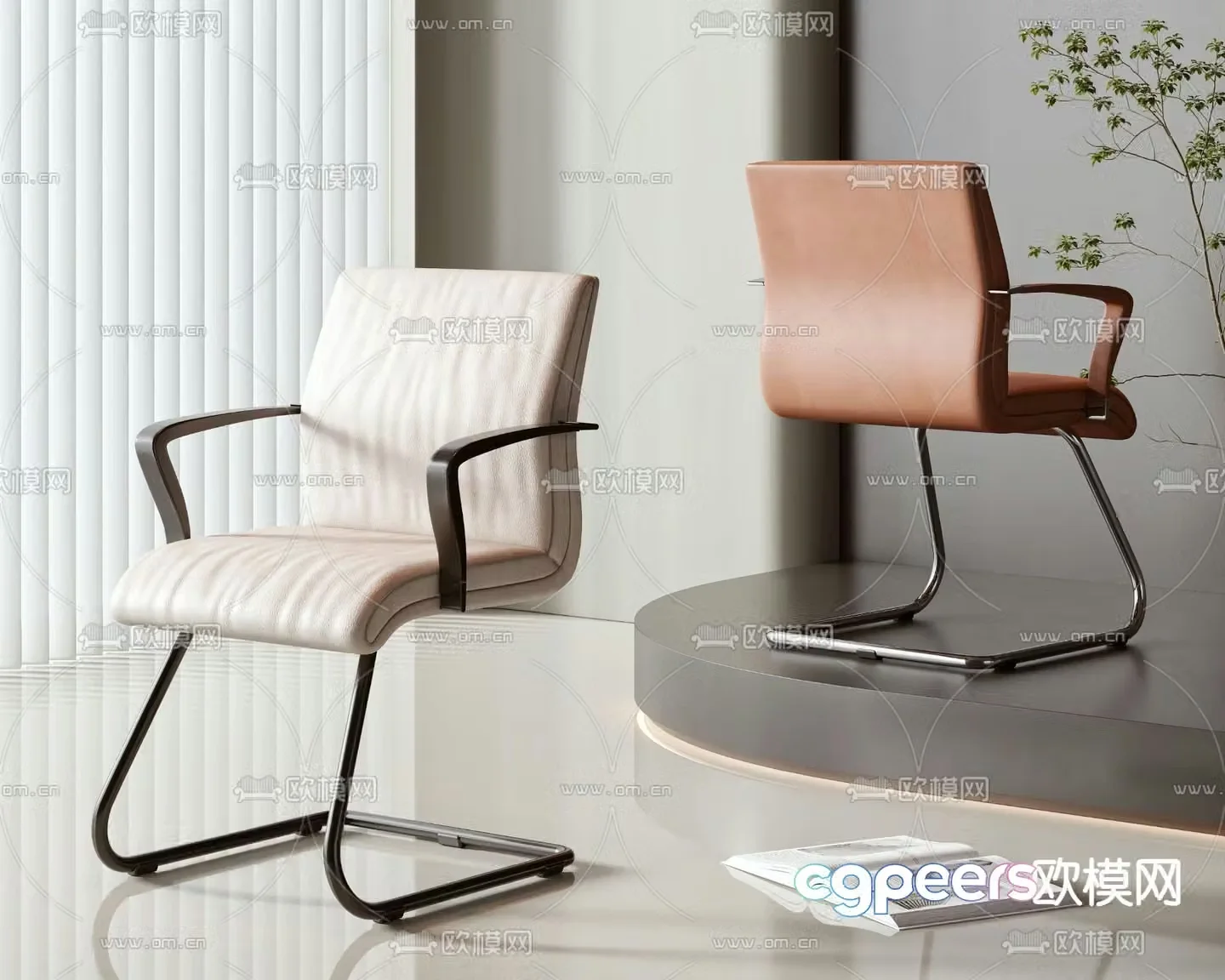 leather chair dining chair 3d model