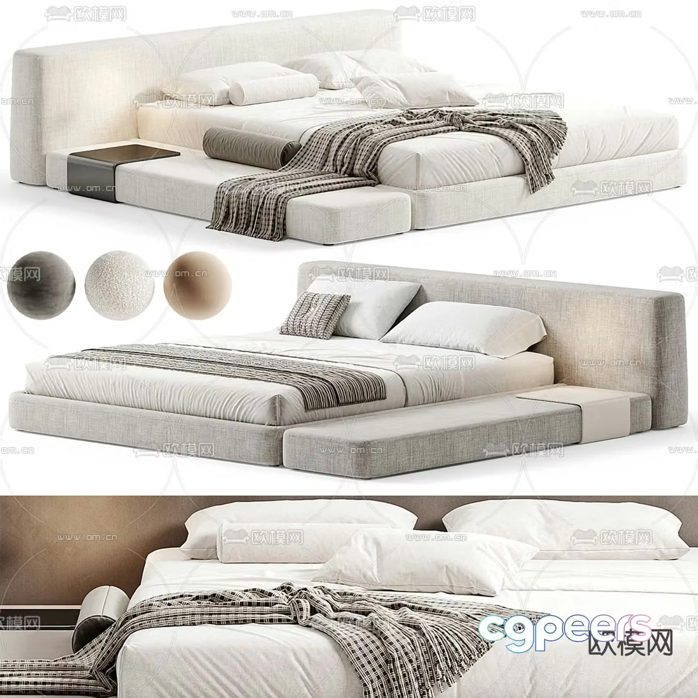 Como Casa modern double bed 3d model