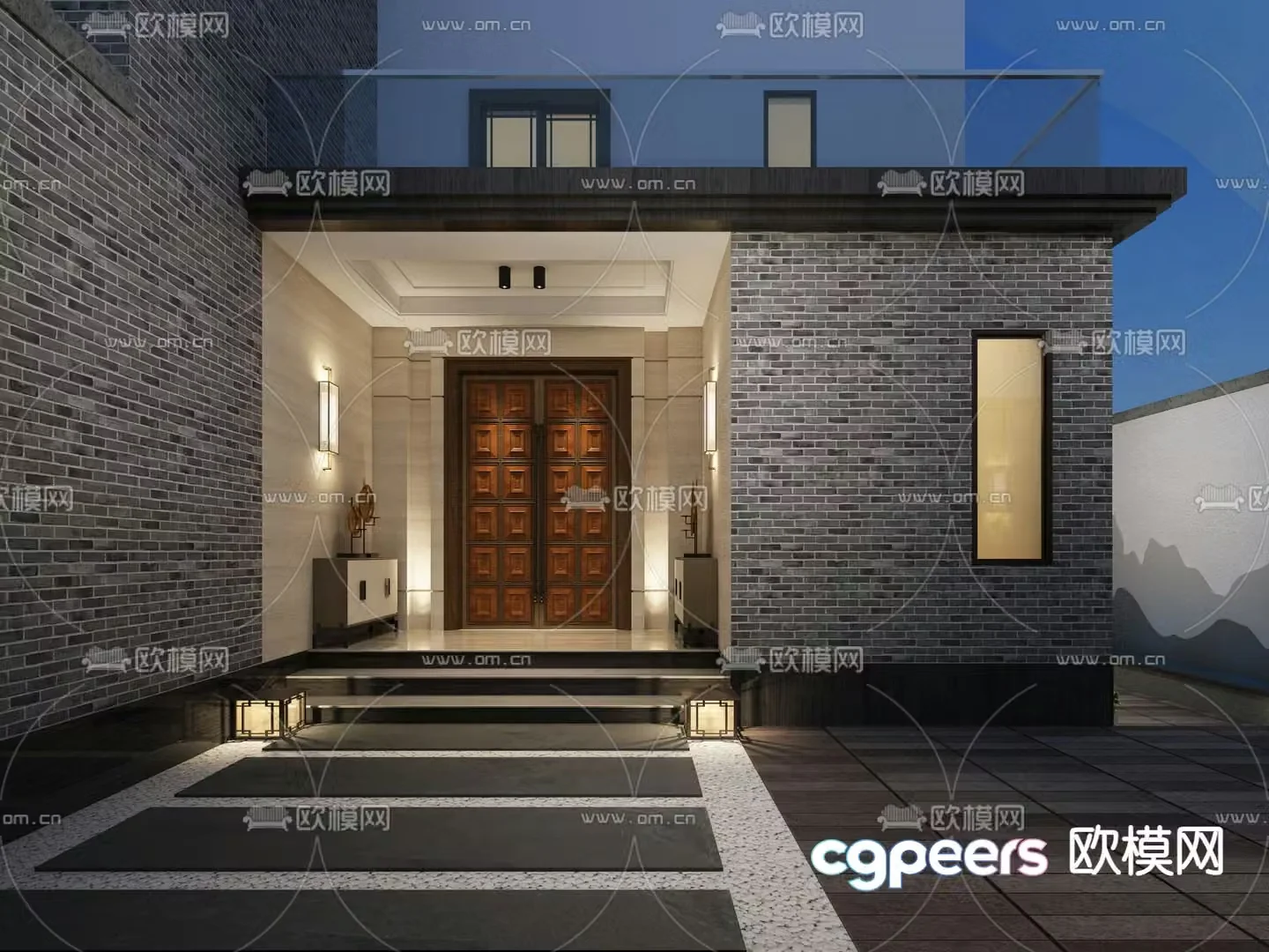 Villa courtyard garden 3d model