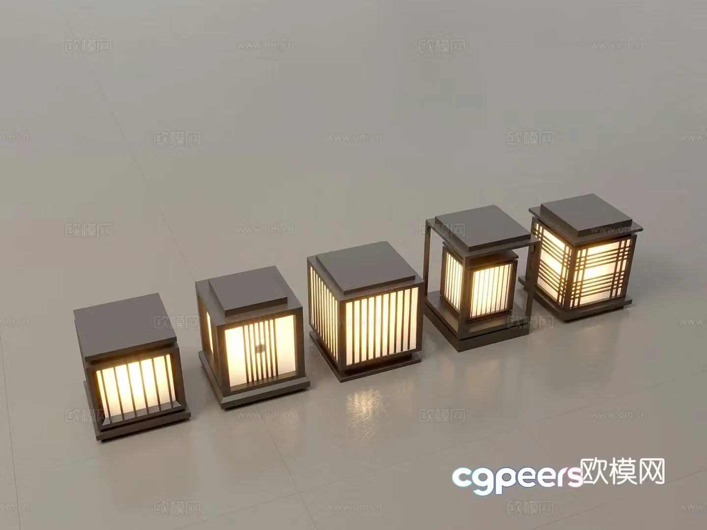 Modern Chinese landscape lights lawn lights garden lights outdoor light combination 3D model