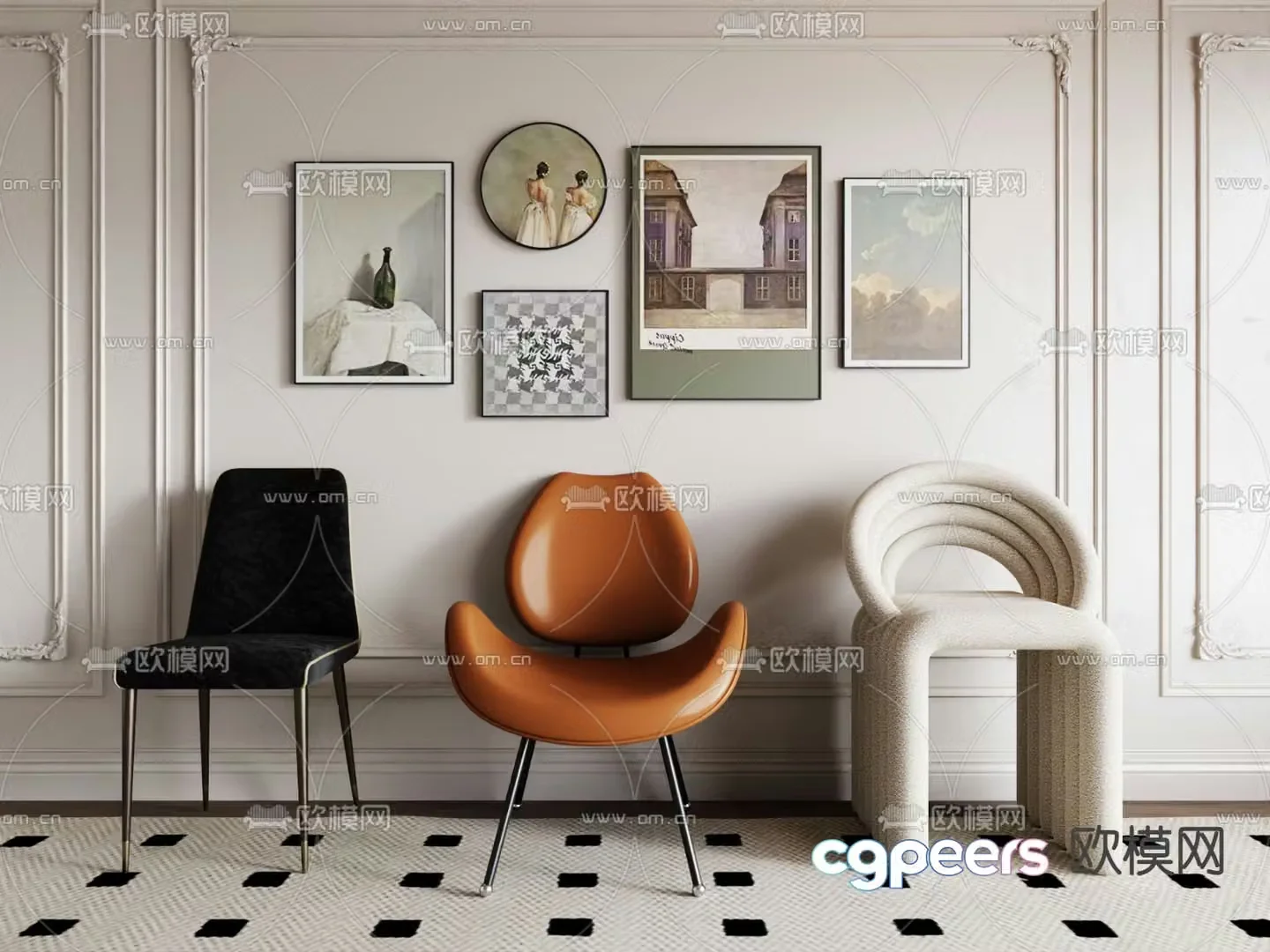 Modern chair dining chair 3d model
