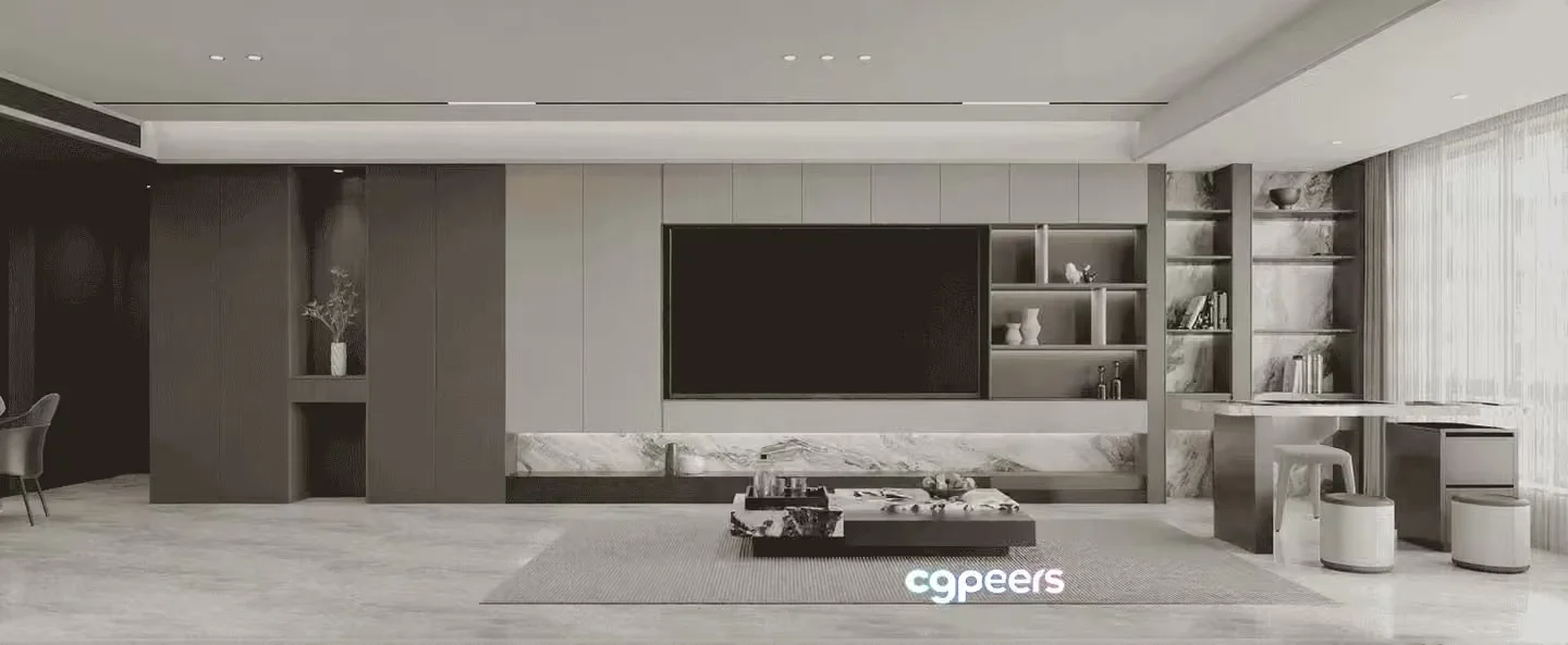 Modern Living Room 3D Model – 14753 – VRAY Render