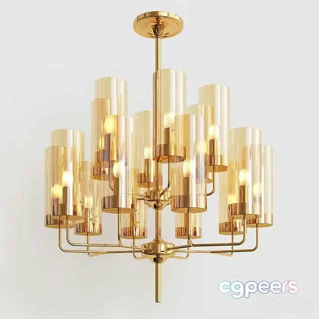 3ds Max Free – Hans-Agne Jakobsson Ceiling Lamp in Brass and Blue Original Glass_3