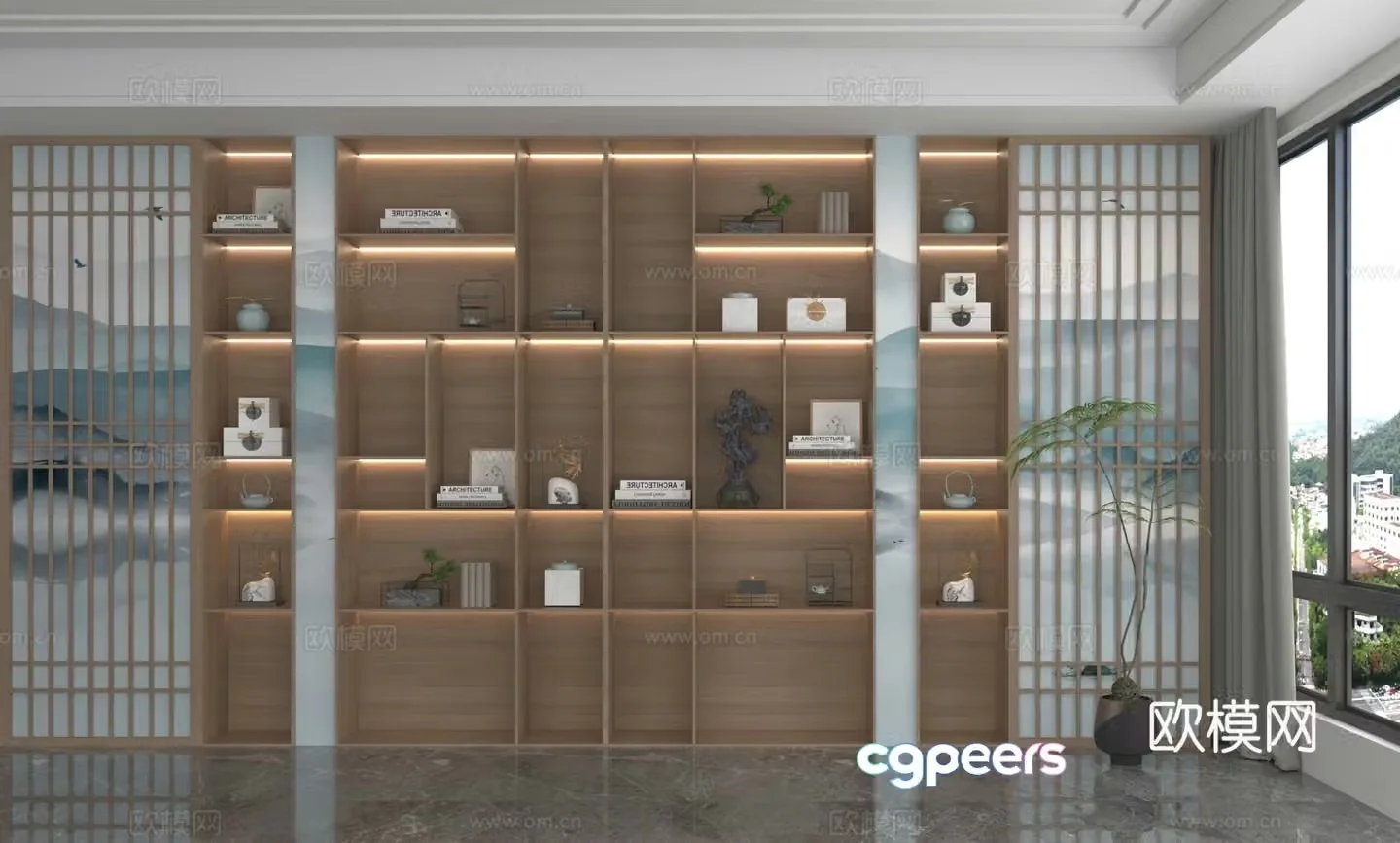 New Chinese style bookcase 3d model