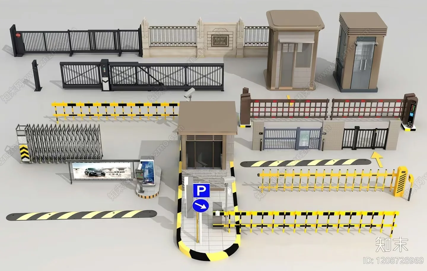 A Collection Of Security Gates 3D Model – 13102 – VRAY Render