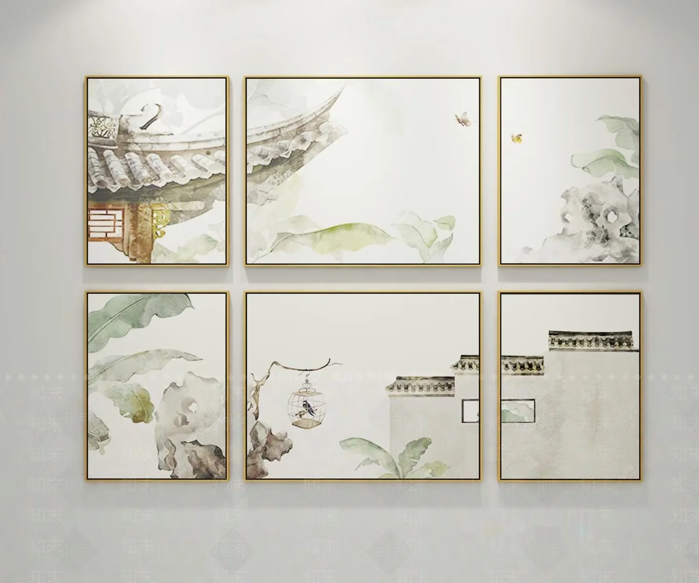 A Collection Of Six Paintings In Gold Frames 3D Model – 17225 – VRAY Render