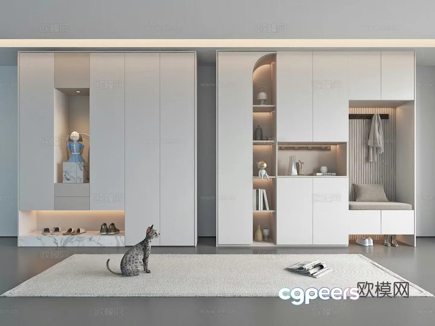 Modern partition shoe cabinet porch shoe cabinet 3d model