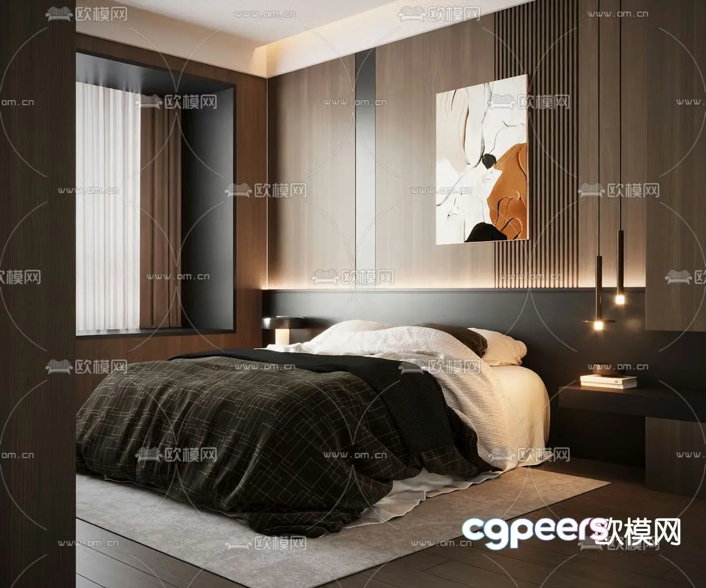 Italian double bed 3d model