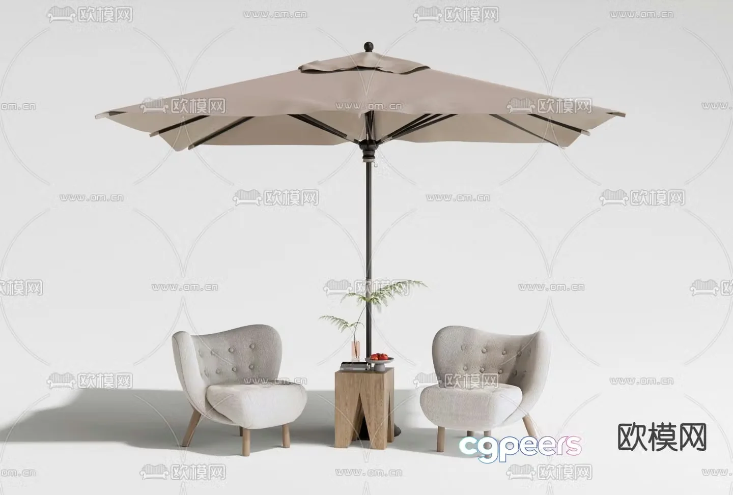 Outdoor sofa parasol 3d model