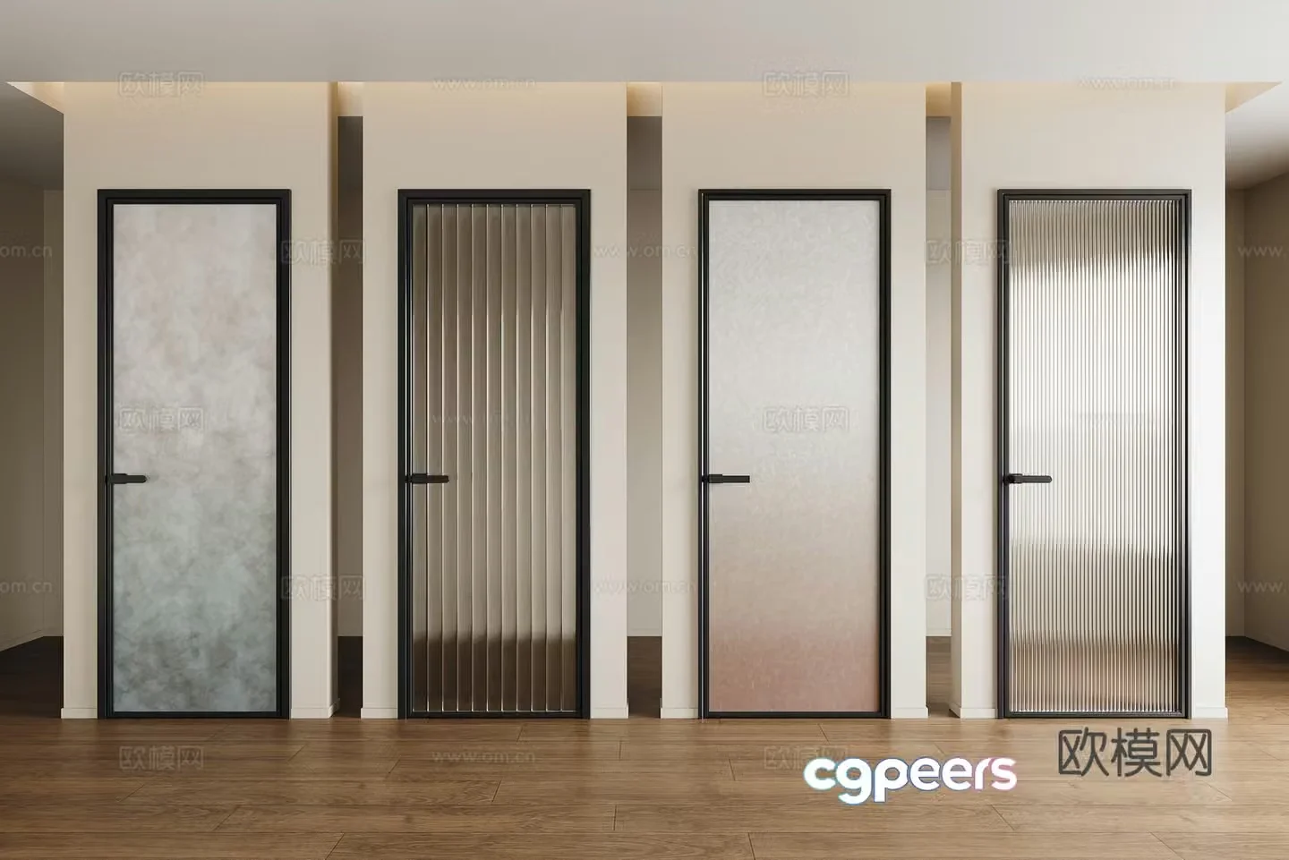 Bathroom glass door combination Changhong glass door Art glass door Bathroom door 3D model
