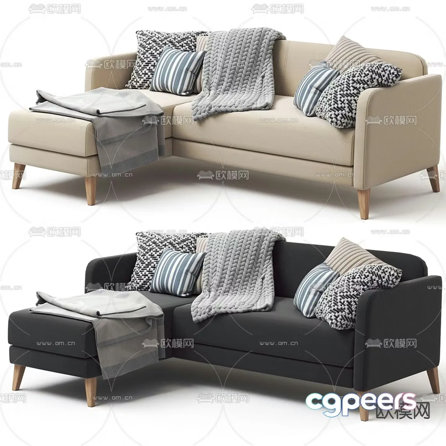 Corner sofa multi-person sofa 3d model