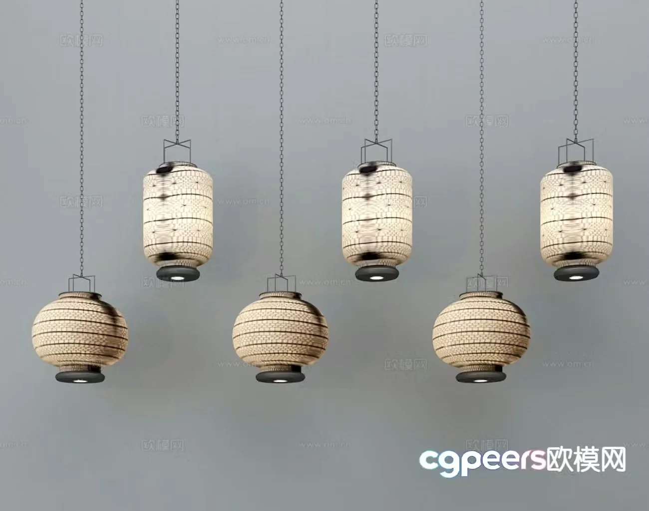 Chinese style chandelier lantern chandelier 3d model