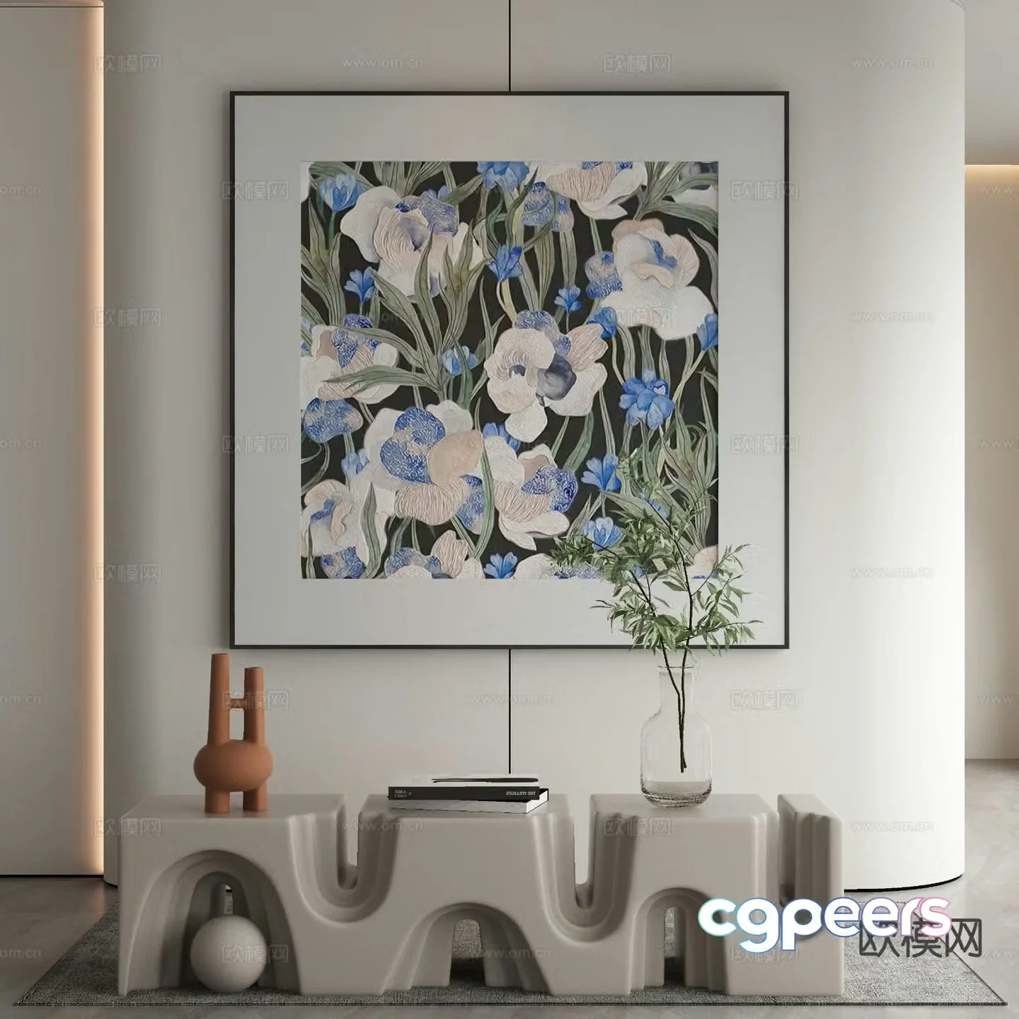Wabi-sabi art painting flower painting decorative painting 3d model