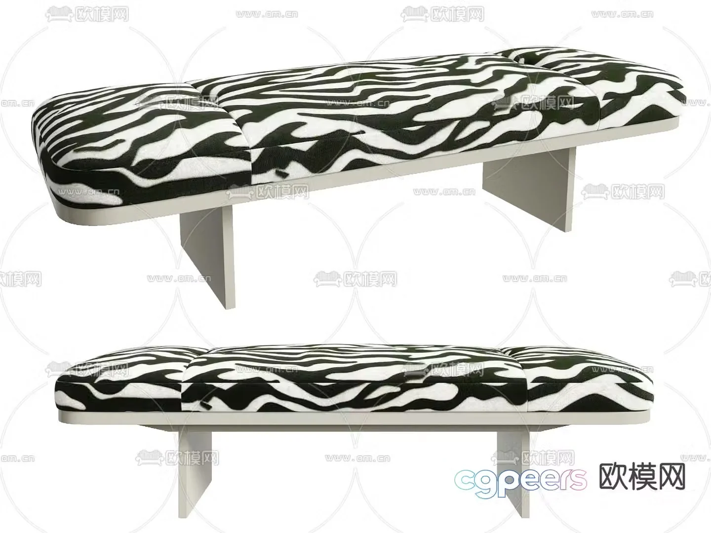 Modern footrest bedside stool 3d model