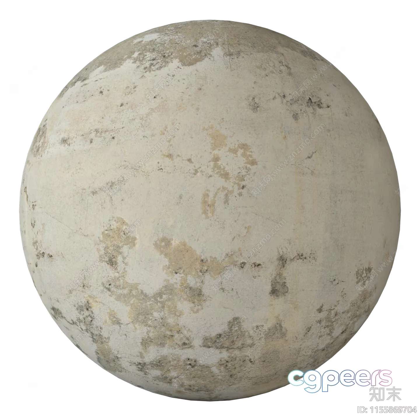 A Beige Sphere With A Rough Texture 3D Model – 15450 – VRAY Render