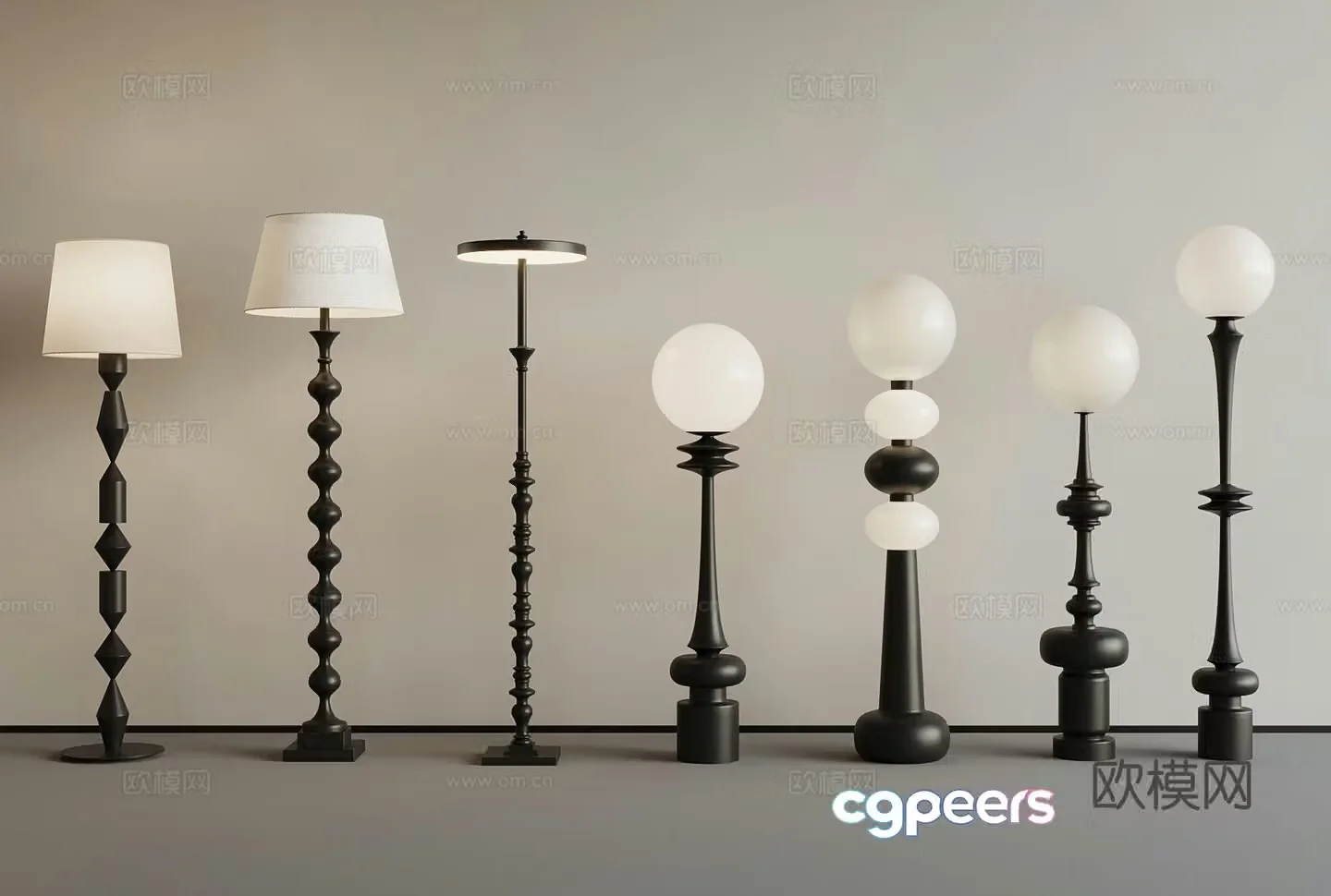 French floor lamp Middle style floor lamp 3D model