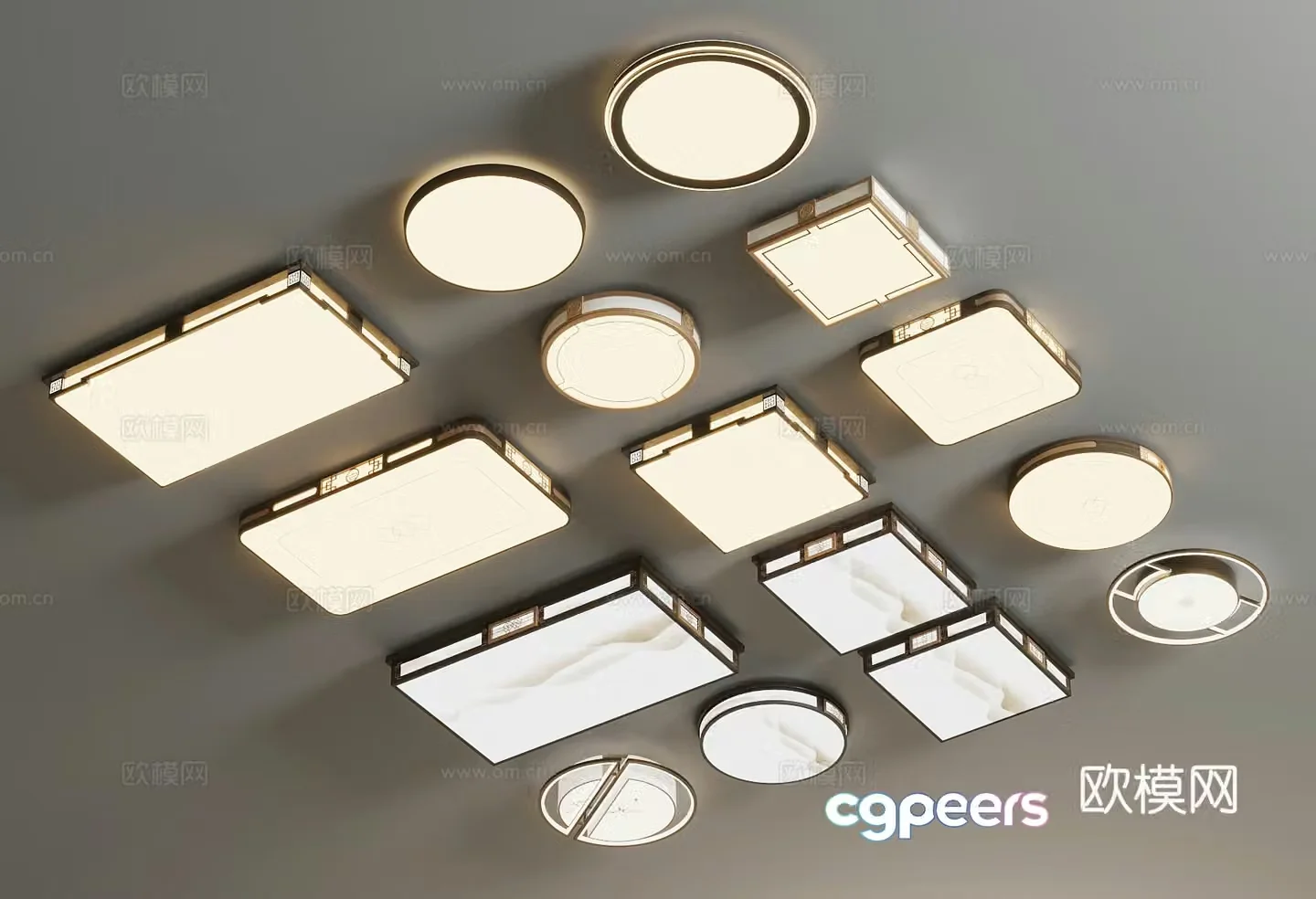 New Chinese ceiling light 3D model