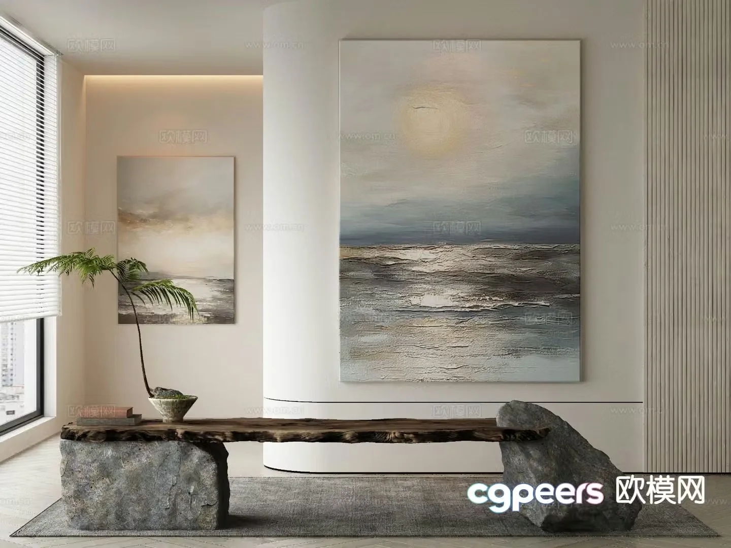 Modern oil painting decorative painting 3d model