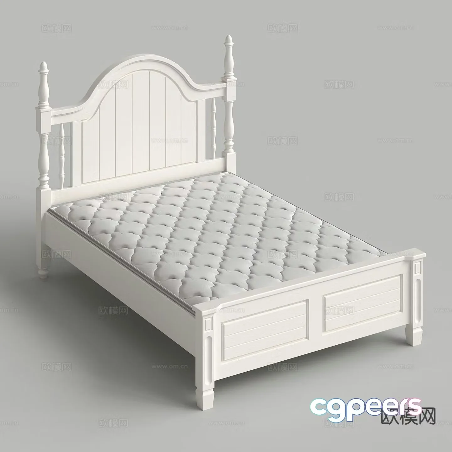French single bed 3d model