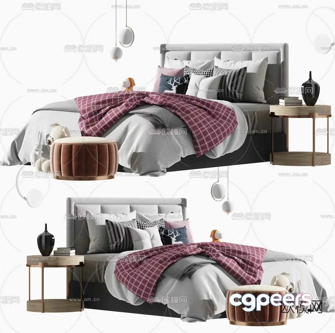 Modern fabric children’s bed 3d model