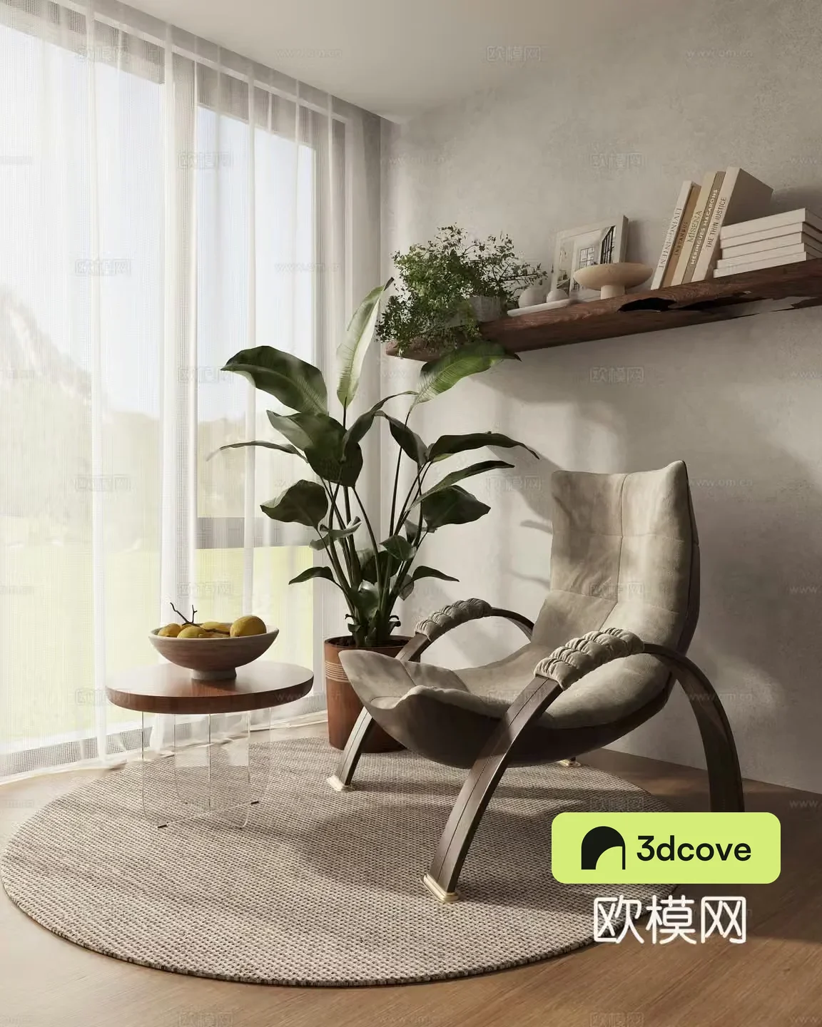 Pastoral style leisure chair by several lazy sofa carpet potted plant