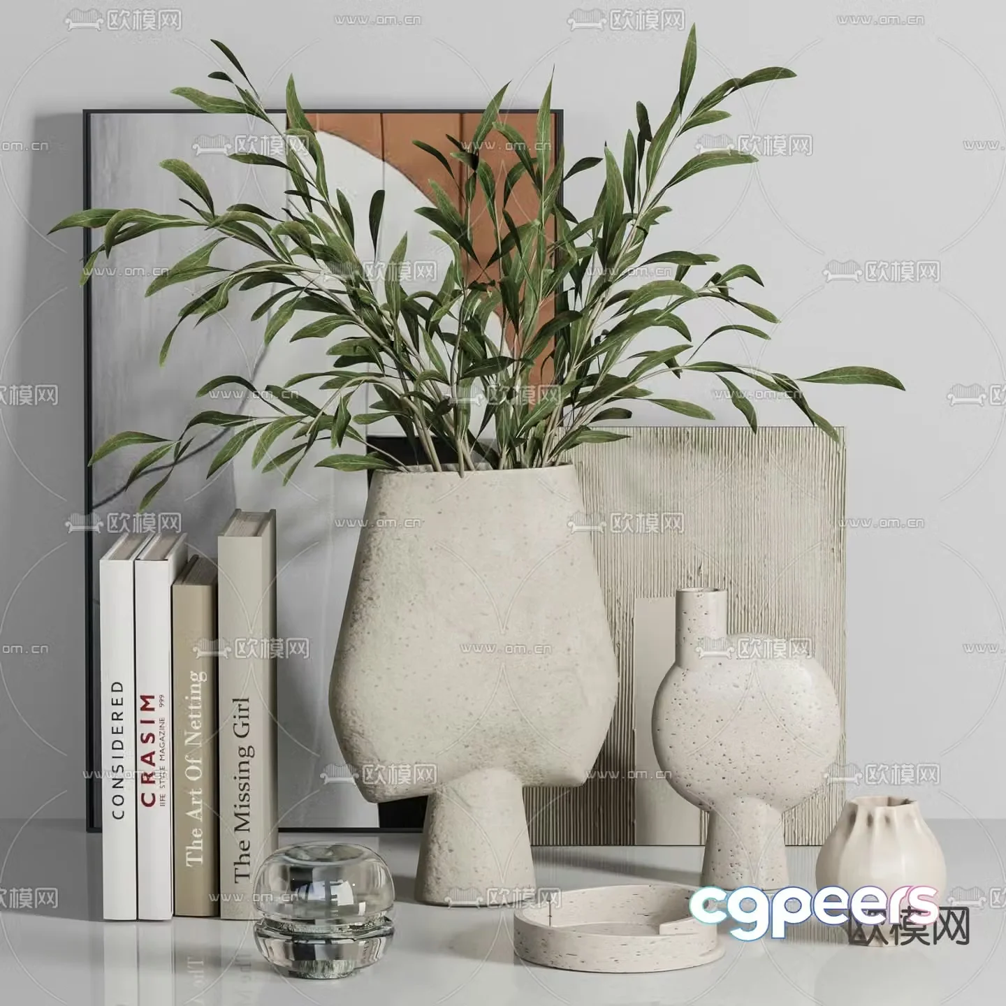 Wabisa decoration ornaments vase flower art 3d model